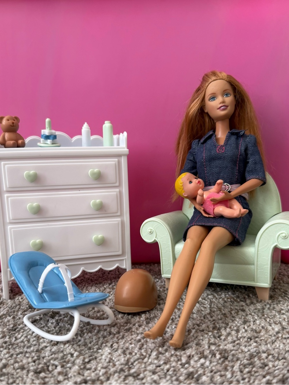 Barbie Happy Family Play All Day Nursery Midge Doll, Baby & Furniture Lot